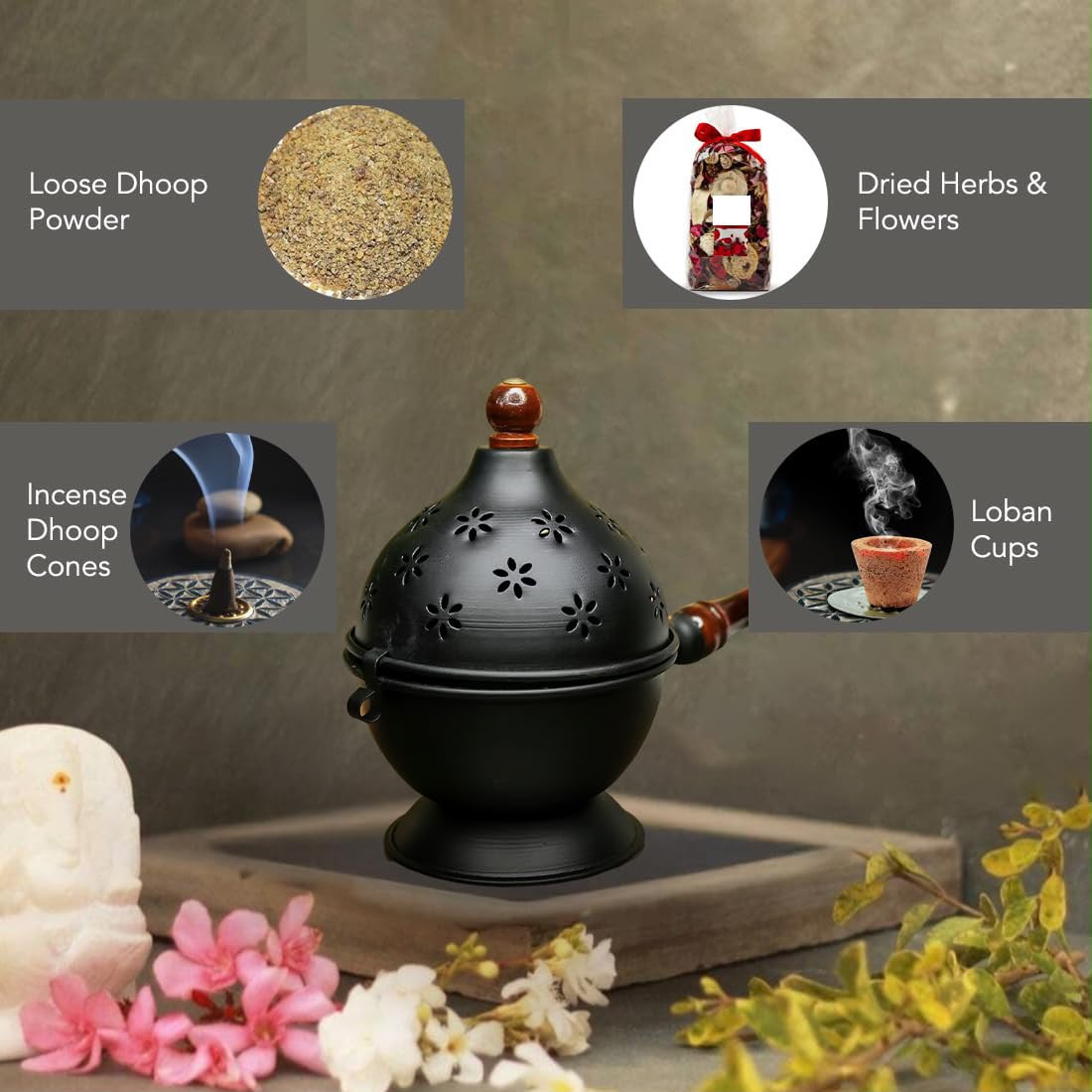 Traditional Metal Loban Dhoop Burner for Diwali Pooja and Festive Gifting