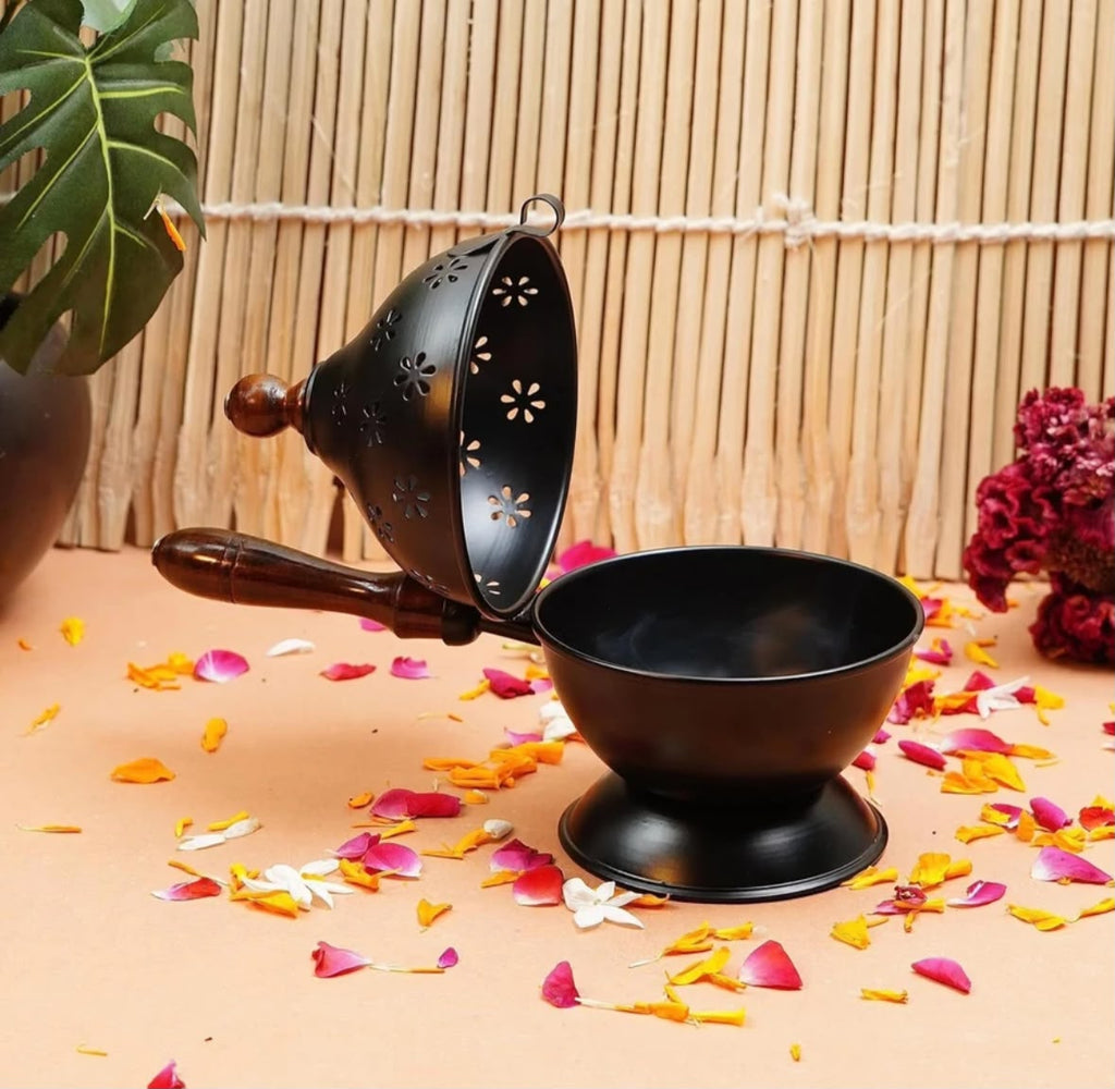 Metal Loban Dhoop Dani Burner for Puja and Traditional Indian Rituals