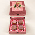 Luxor velvet four jar dry fruit gift box with floral decoration by Wrap Shap
