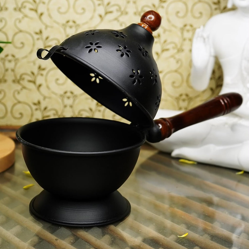 Metal Loban Dhoop Dani Burner for Puja and Traditional Indian Rituals