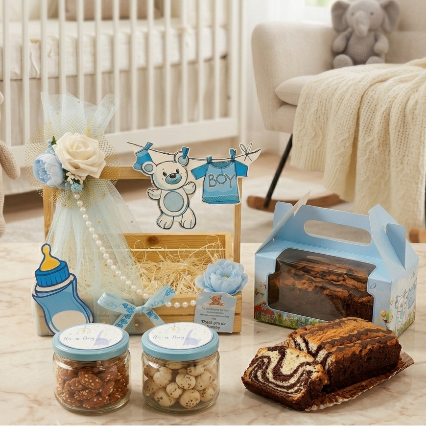 Pinewood basket baby return favour hamper