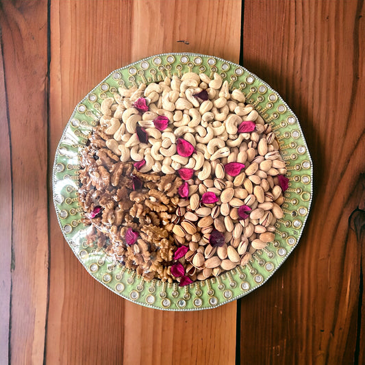 Elegant Trio: Cashew, Pista, and Walnuts Dry Fruit Platter