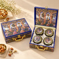 Peacock print 4 jar premium dry fruit gift box by Wrap Shap