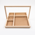 12x12 inch pinewood dry fruit tray with 5 partitions and handle for festive gifting