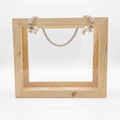 14x4x12 inch pinewood basket with front and back acrylic panels for premium gifting and hamper packaging