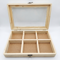 Premium pinewood dry fruit gift box with 6 partitions and transparent acrylic top