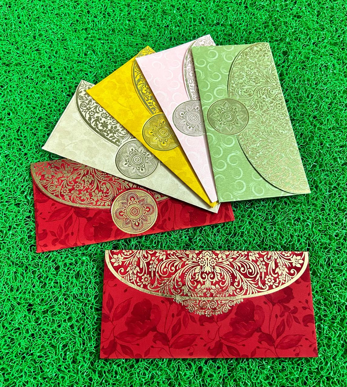 Premium paper shagun envelope with gold foil print for wedding cash gifting