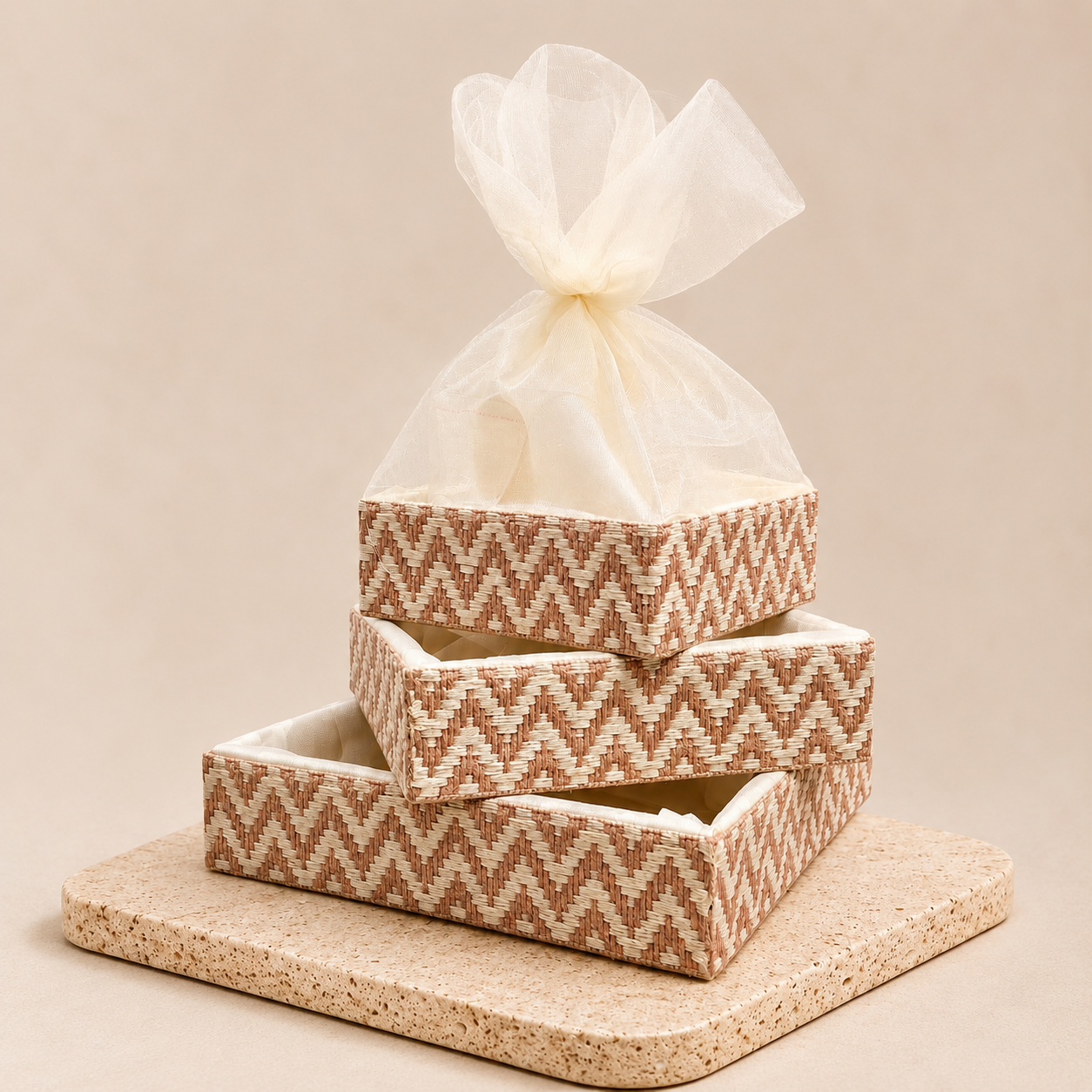 Premium Heartbeat W Gift Basket made from MDF for elegant hamper packaging. Designer MDF hamper basket available in 8x8, 10x10 and 12x12 inch sizes for corporate gifting, wedding hampers, and festive celebrations.