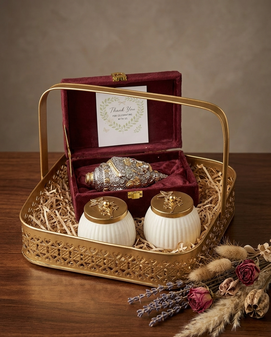 Luxury wedding return gift hamper with dry fruits