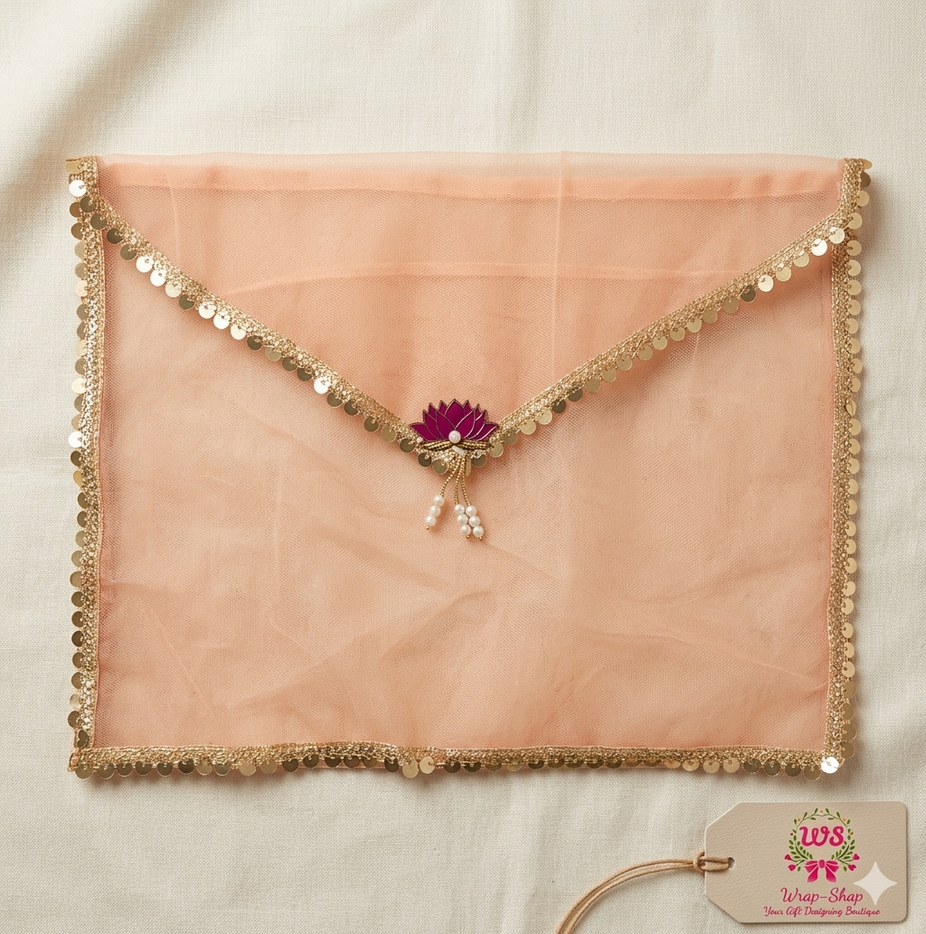 premium Saree Gifting Bags with lotus design
