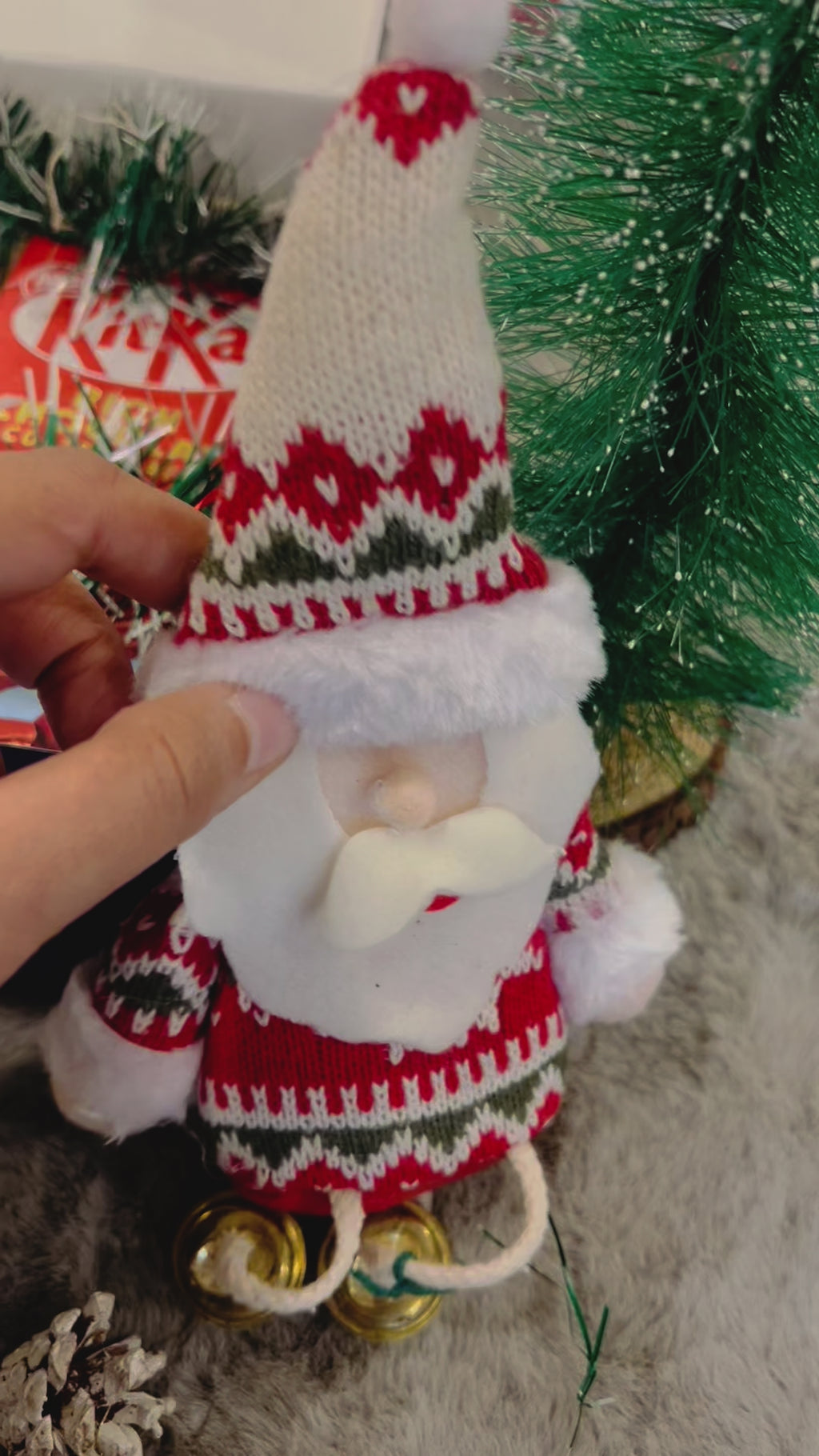 Festive Christmas Hamper in Holiday Gift Box – Santa Decorative, T-Light Candles, Evil Eye Hanging & KitKat