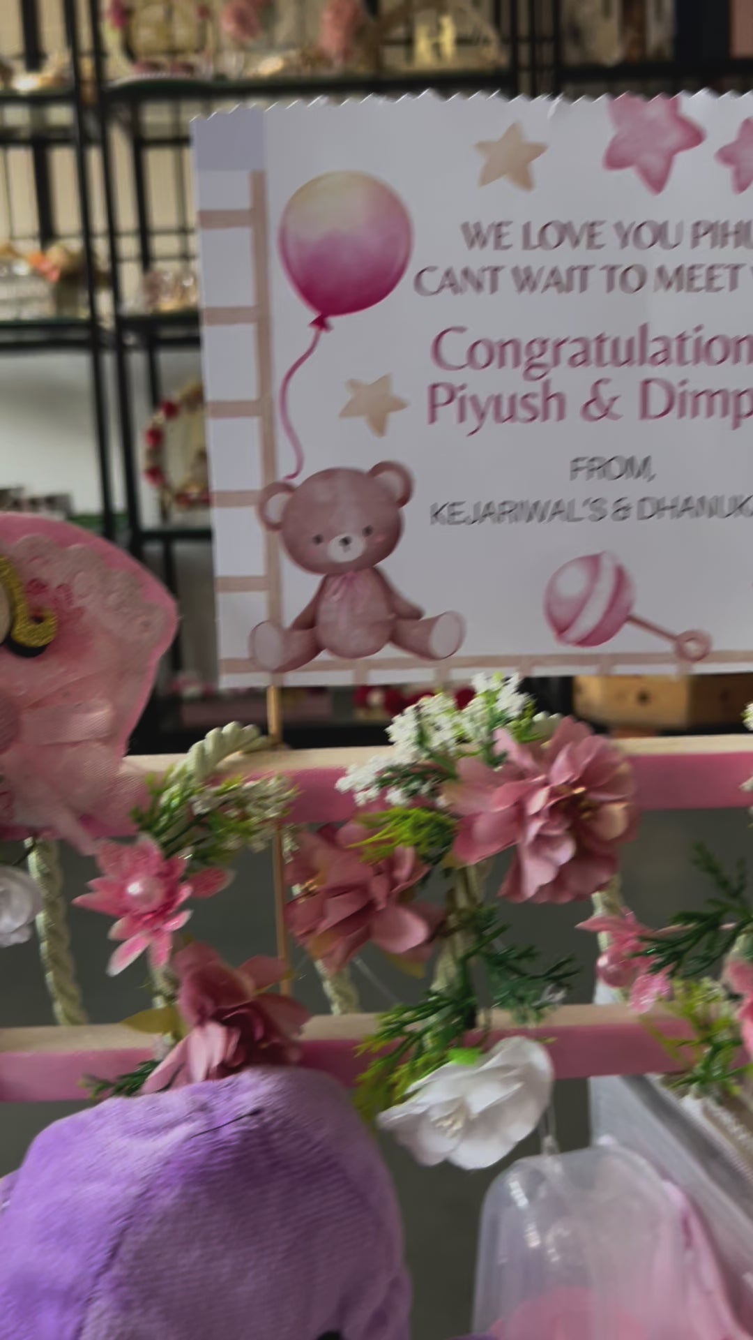 Luxury Newborn Gift Hamper for Baby Girl - Floral Decorated Wardrobe Basket