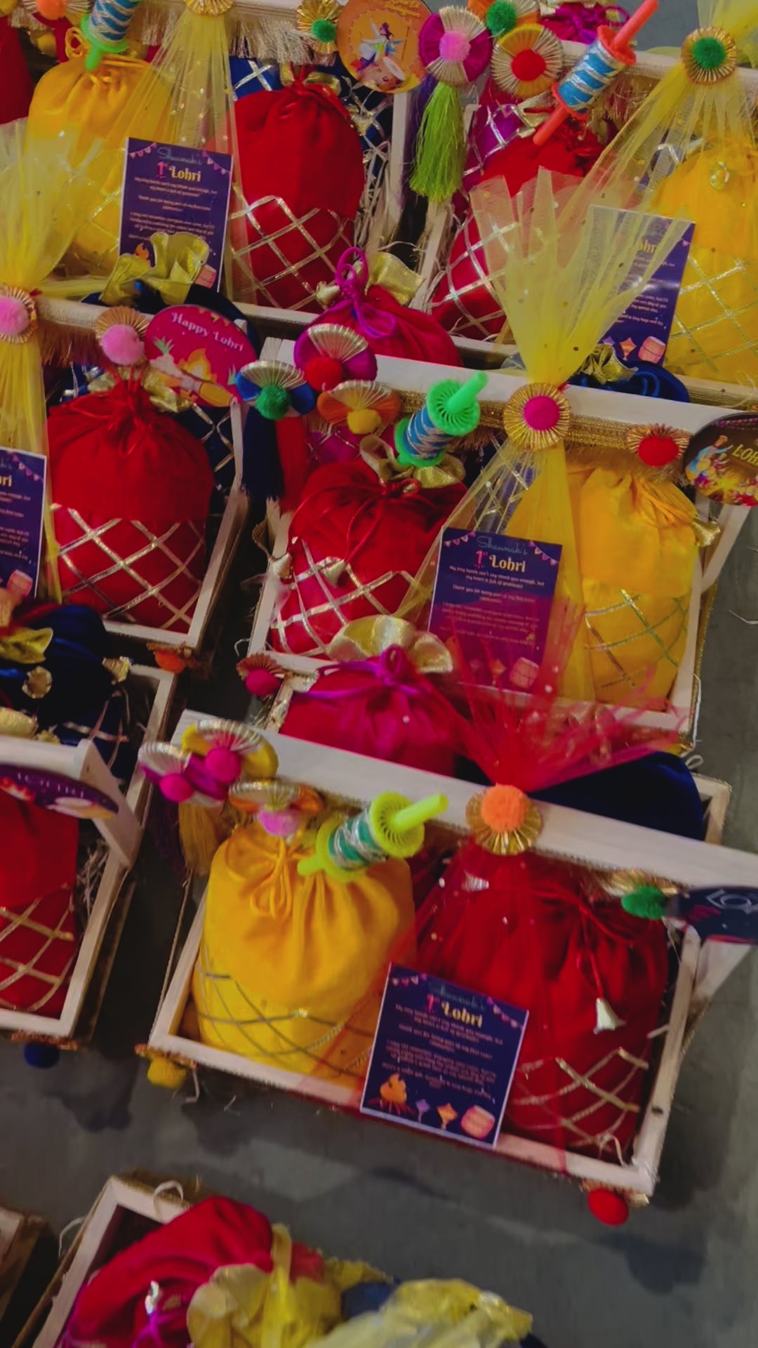 Traditional Lohri Hamper in a Decorated Pinewood Basket with Gajak, Revdi, Moongfali & Popcorn