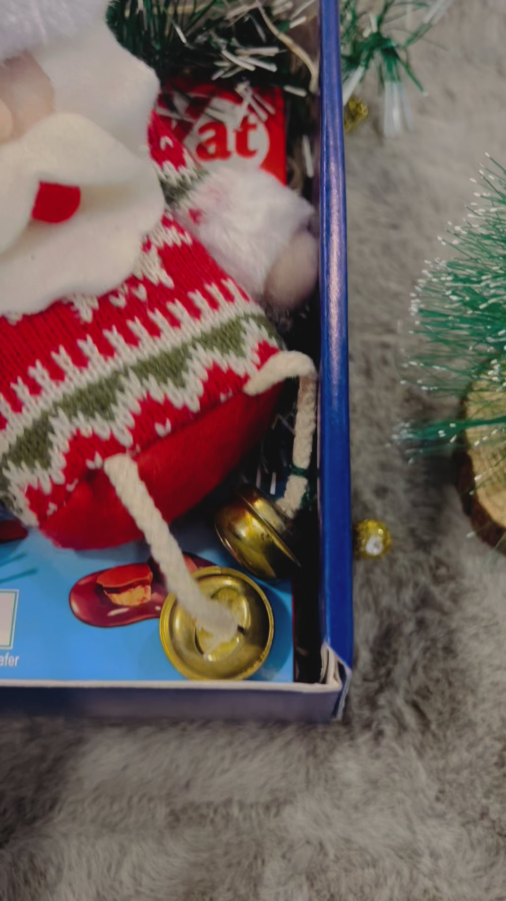 Festive Christmas Hamper in Holiday Gift Box – Santa Decorative, T-Light Candles, Evil Eye Hanging & KitKat