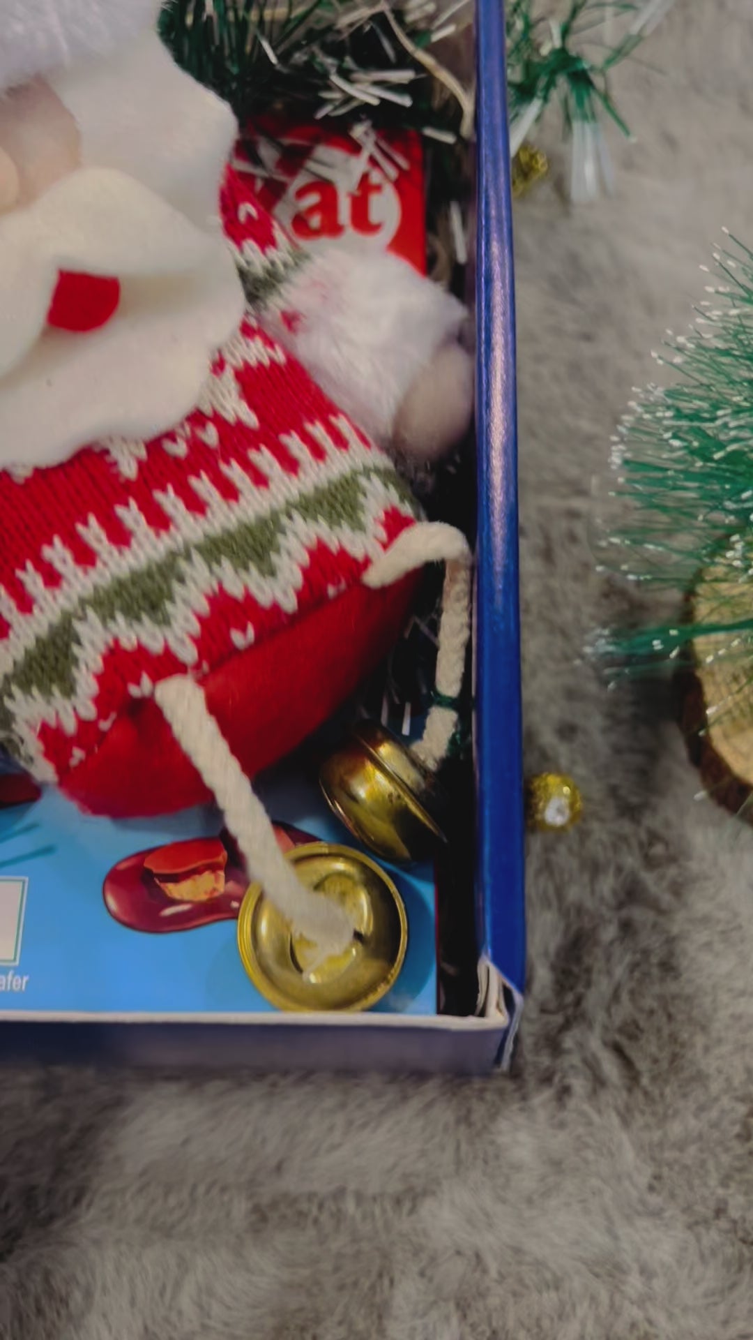 Festive Christmas Hamper in Holiday Gift Box – Santa Decorative, T-Light Candles, Evil Eye Hanging & KitKat