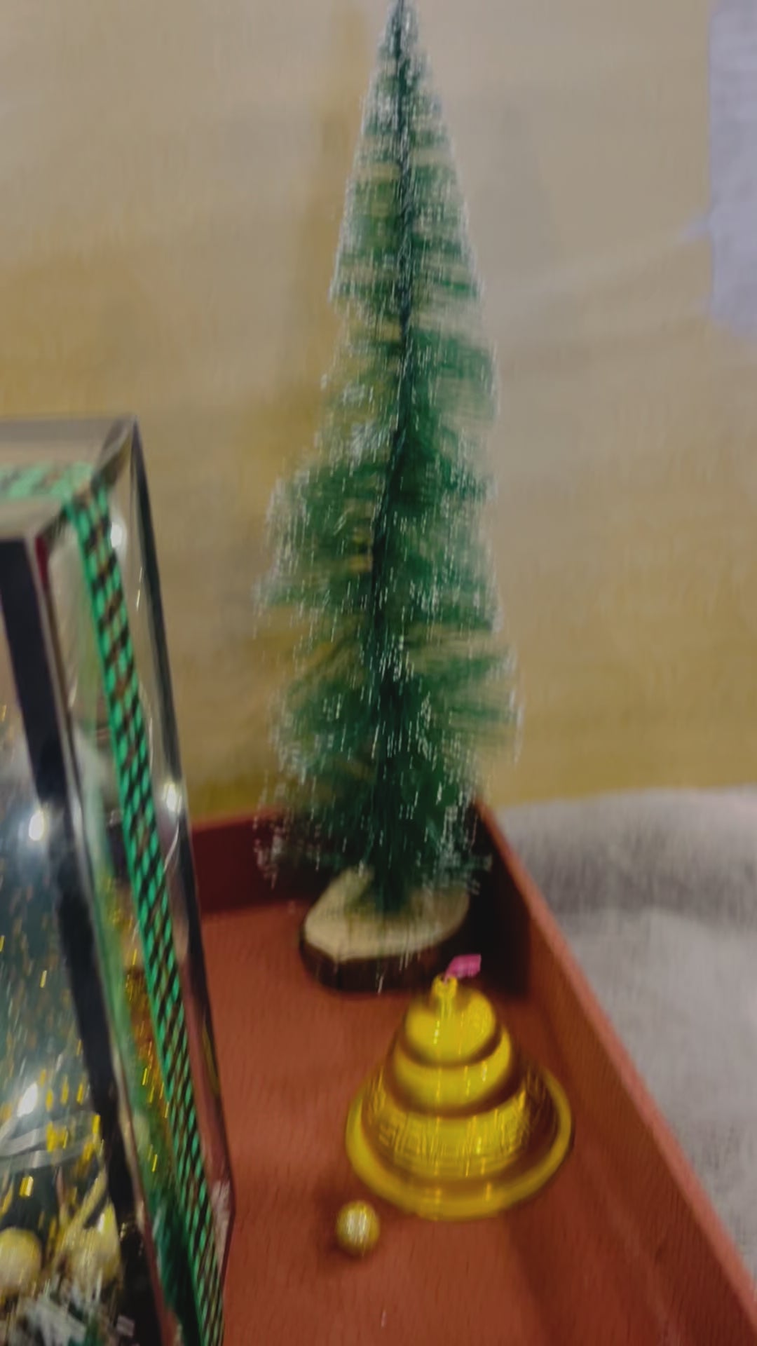 Festive Christmas Hamper in PVC Bag – Xmas Tree Decoratives, Artificial Table Tree & Chocolates