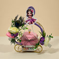 Radha Rani themed baby girl return gift cart with rasgulla jar for newborn announcement and first birthday