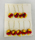 Handcrafted red & yellow floral Maang Tikka, ideal for Haldi, Mehendi, Sangeet, wedding return favors, and festive gifting
