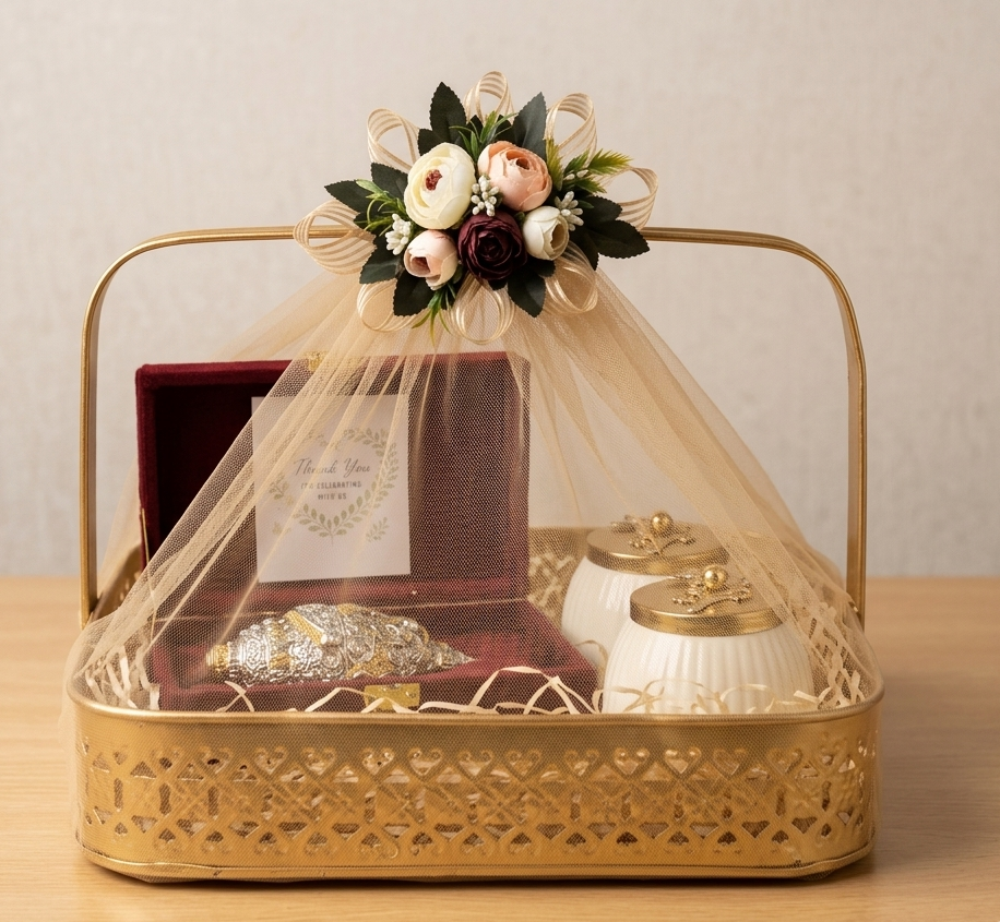 Royal shank premium gift hamper in metal basket