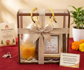 Wedding return favour hamper with dry fruits and candle