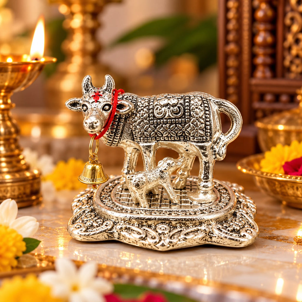 Silver metal Kamdhenu idol by Wrap Shap
