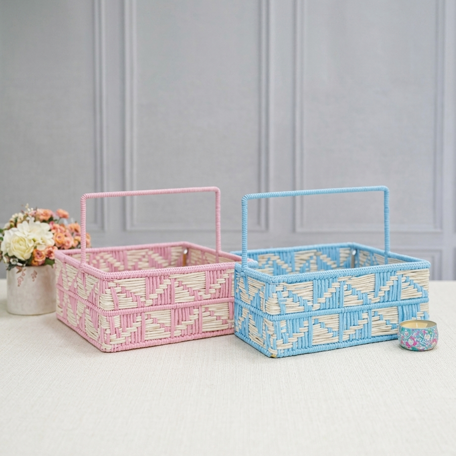 square woven cotton dori hamper basket