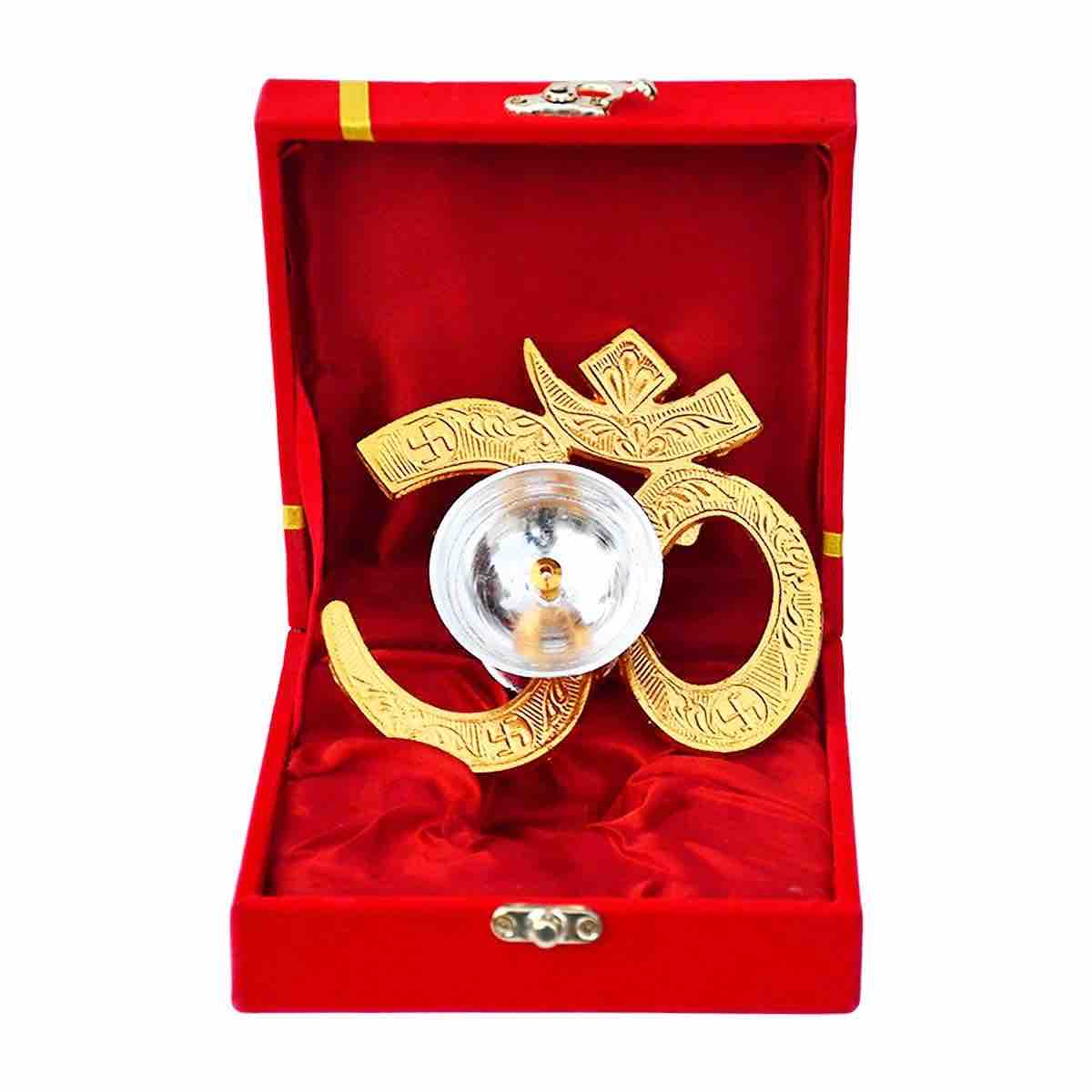 Traditional Om Swastik Diya Velvet Box for Wedding Return Favours