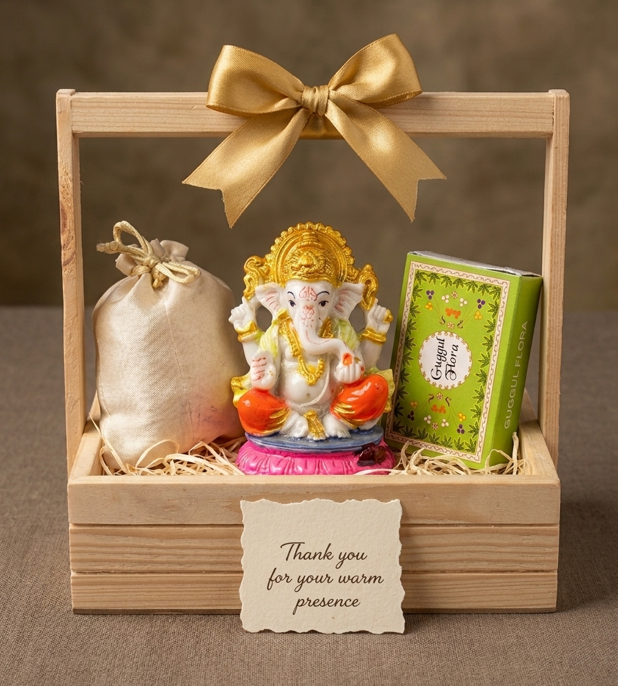 Traditional Indian return gift hamper with dry fruits