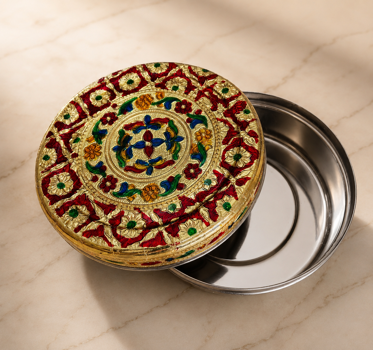 Premium handcrafted Meenakari box suitable for dry fruits, chocolates and festive gifting