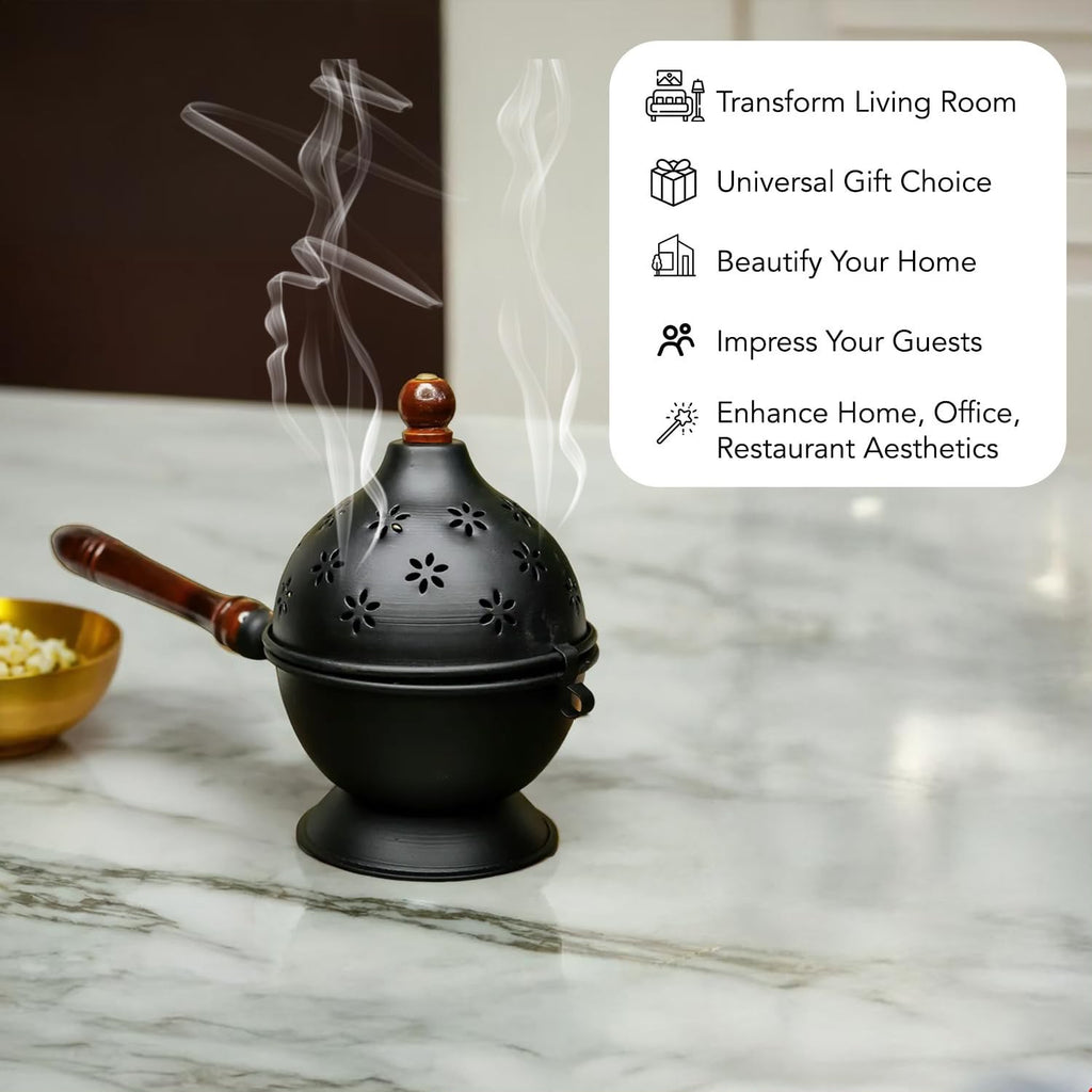 Metal Loban Dhoop Dani Burner for Puja and Traditional Indian Rituals