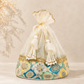 Premium Tyohar designer hamper potli bag with sturdy base and decorative tassel closure for wedding, festive, and corporate gifting