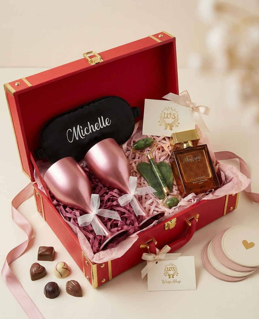 Wine O’Clock Combo for Her Valentine gift hamper by Wrap Shap