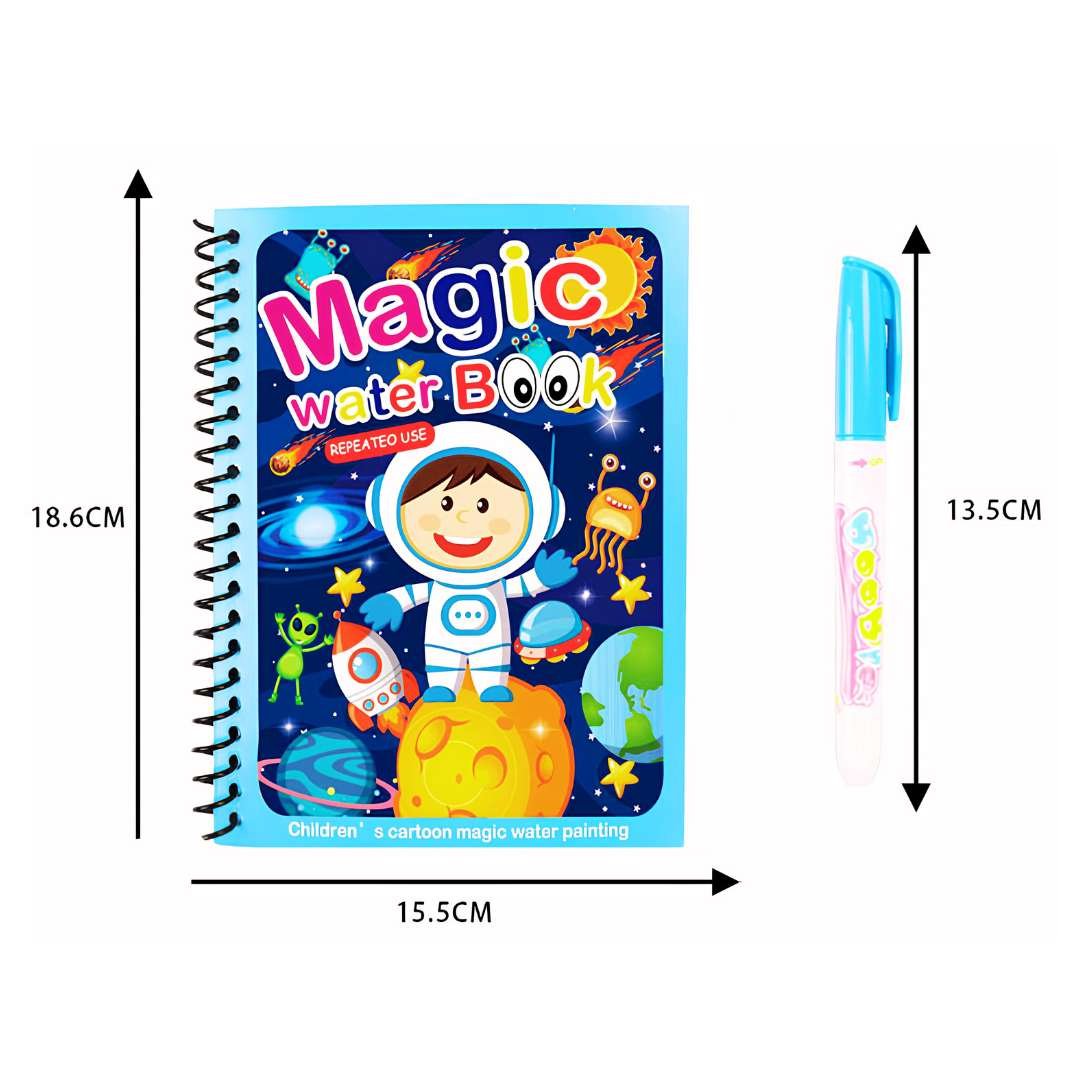 Reusable Water Magic Book with Doodle Pen – Fun Learning & Coloring Activity | Kids’ Birthday Return Gift