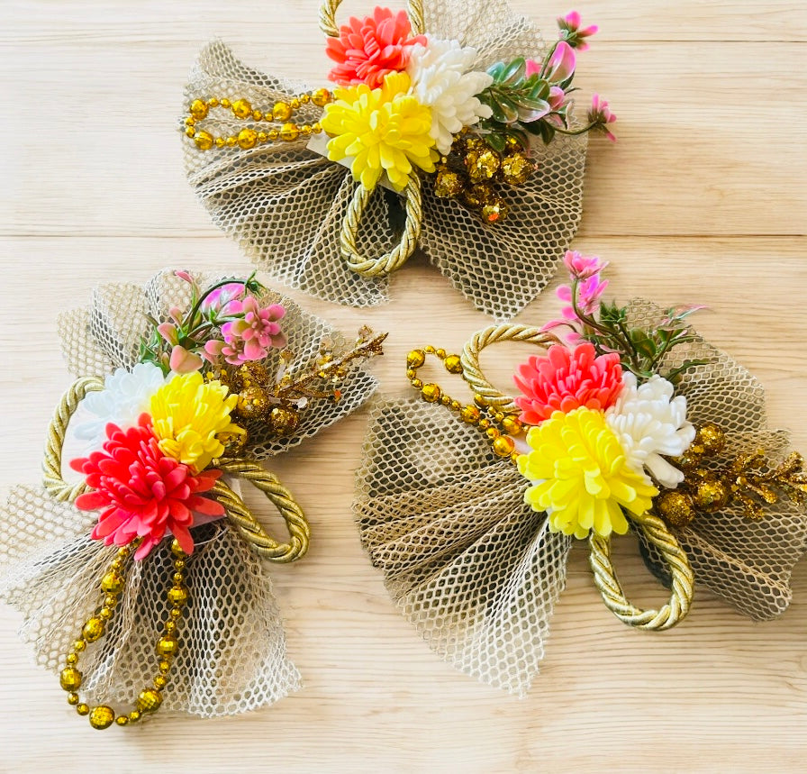 Wrap Shap 3 Foam Artificial Flower Bunch in assorted colors – perfect for trousseau, gift wrapping, cake decoration, and wedding hampers