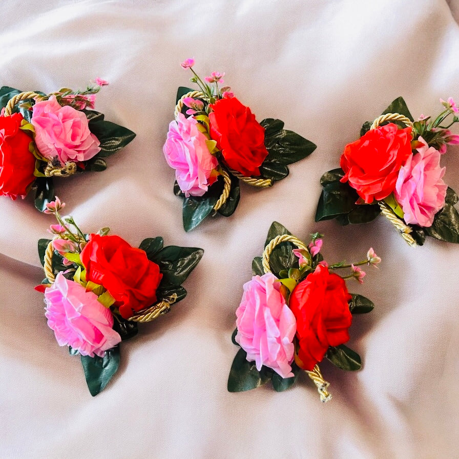 Wrap Shap Artificial 2 Big Rose Flower Bunch in assorted festive colors – perfect for wedding trousseau, gift wrapping, hampers, cake decor, and crafts