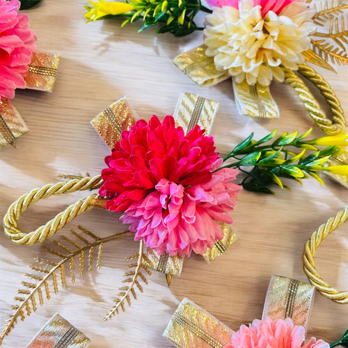 Wrap Shap Artificial Carnation Flower Bunch – 2 lifelike flowers in assorted colors for gift wrapping, trousseau packing, and festive decor