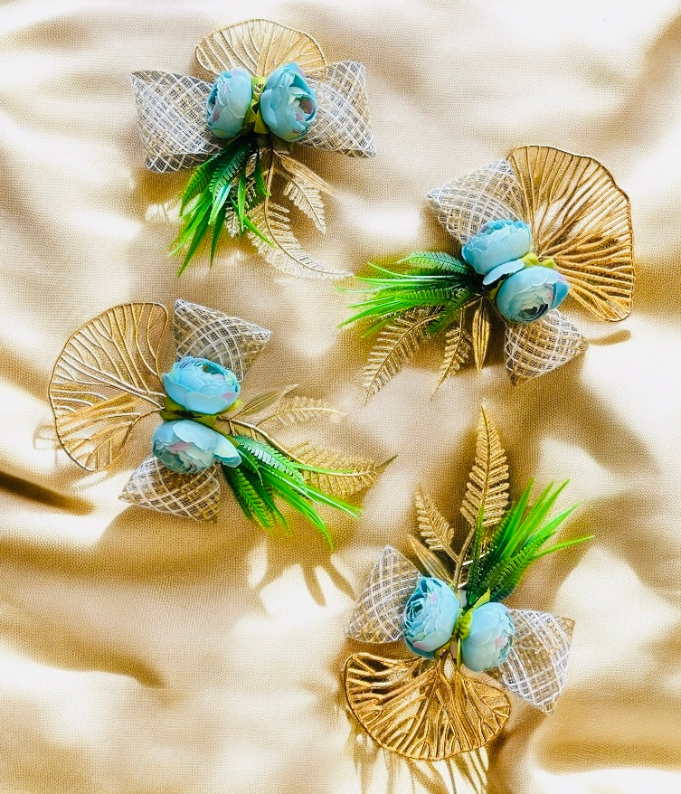 Artificial Peony Flower Bunch with Golden Leaf – Assorted Colors for Gift Packing, Trousseau Decoration, Hampers, Cakes & Craft by Wrap Shap