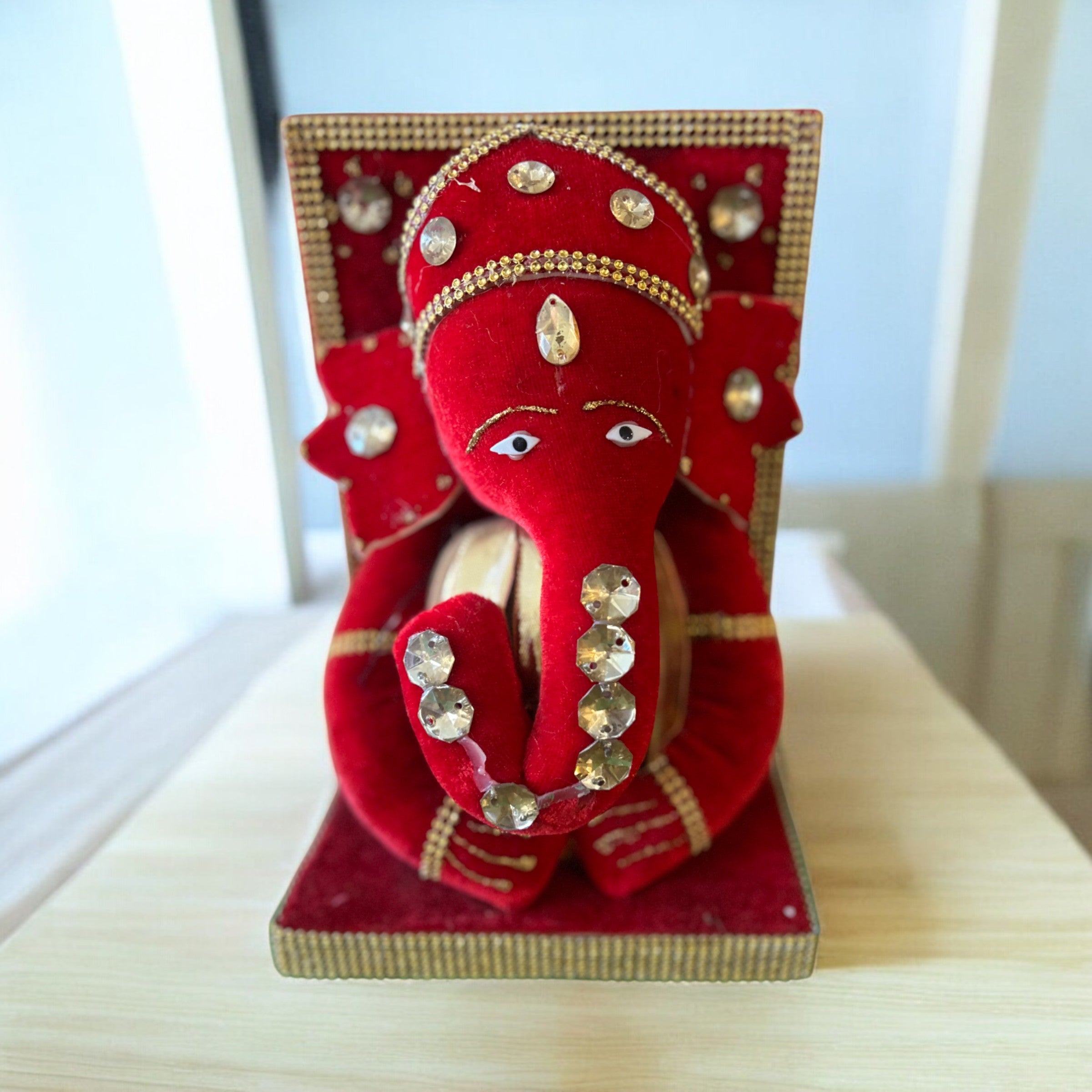 Decorated Sookha Nariyal in Ganpati Face Theme – Dry Coconut for Pooja & Wedding Rituals by Wrap Shap