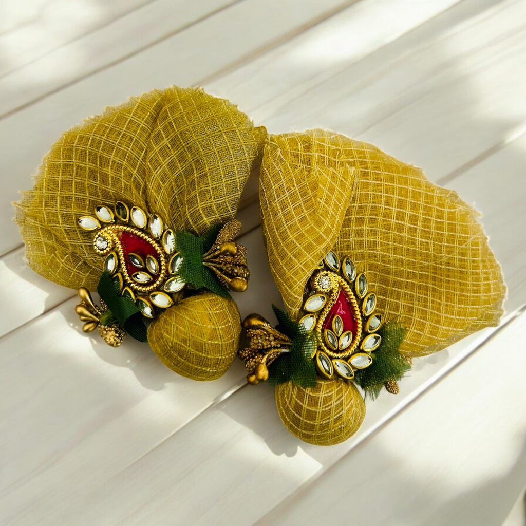 1 piece decorated supari with premium lace and beadwork for wedding and pooja shagun tray by Wrap Shap
