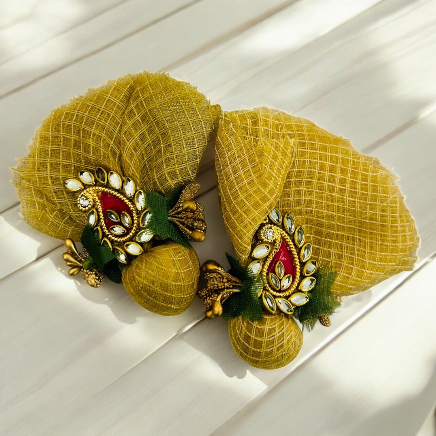 1 piece decorated supari with premium lace and beadwork for wedding and pooja shagun tray by Wrap Shap