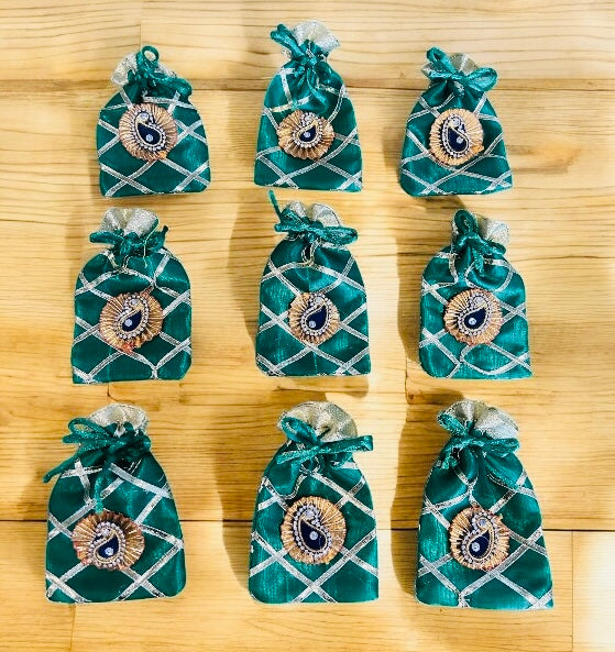 Small Full Cross Potli with Gota Booti – Batwa Bags for Dry Fruits, Coins, Jewellery (3x4 Inches) | Return Favours by Wrap Shap