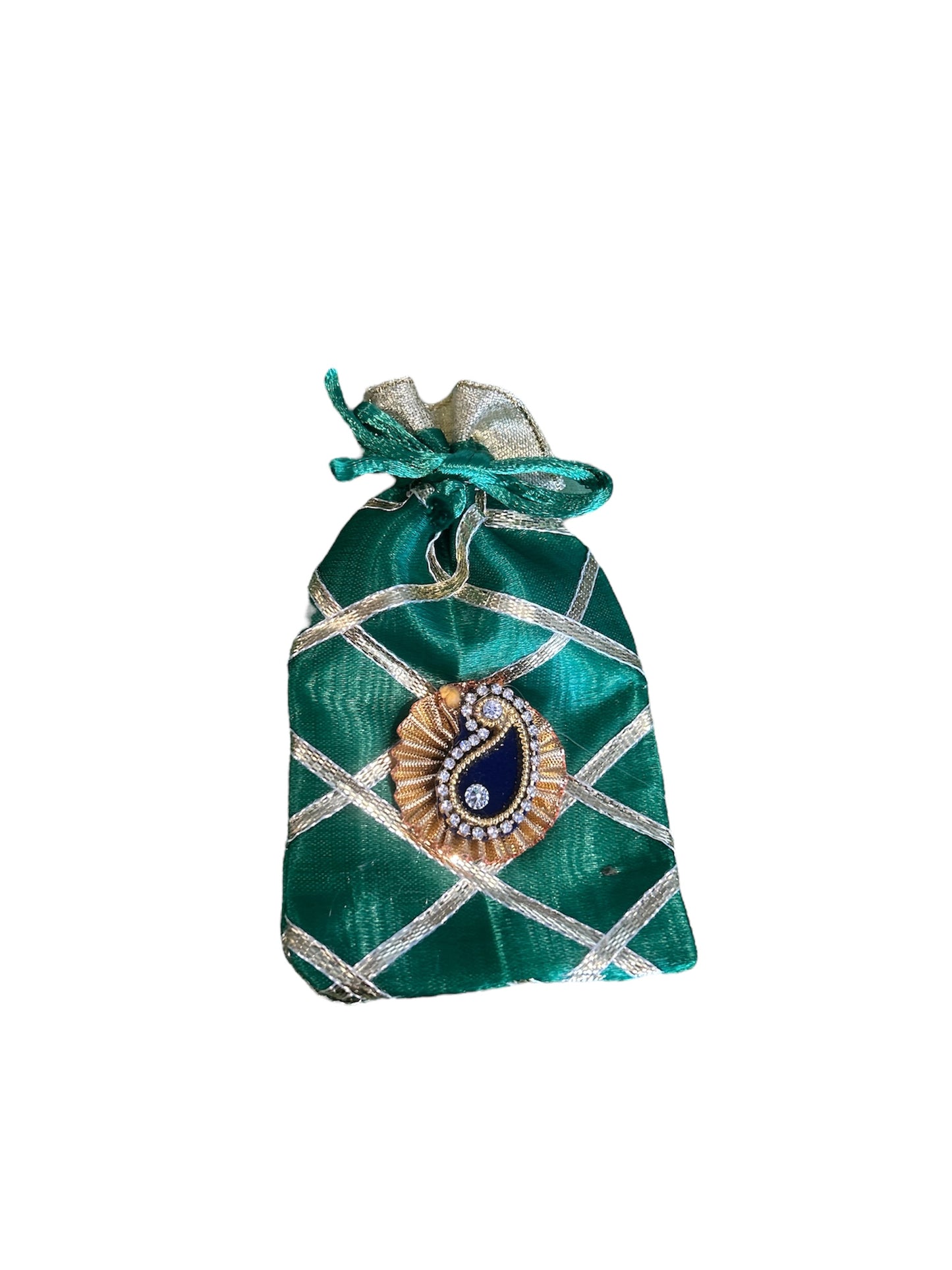 Small Full Cross Potli with Gota Booti – Batwa Bags for Dry Fruits, Coins, Jewellery (3x4 Inches) | Return Favours by Wrap Shap