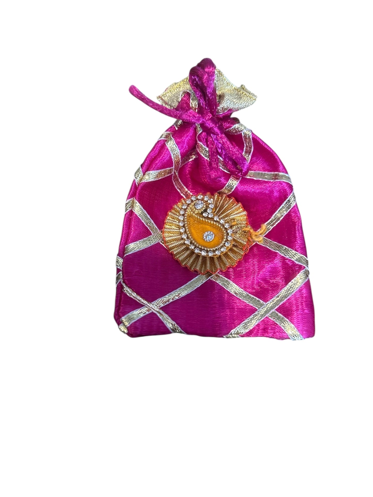 Small Full Cross Potli with Gota Booti – Batwa Bags for Dry Fruits, Coins, Jewellery (3x4 Inches) | Return Favours by Wrap Shap