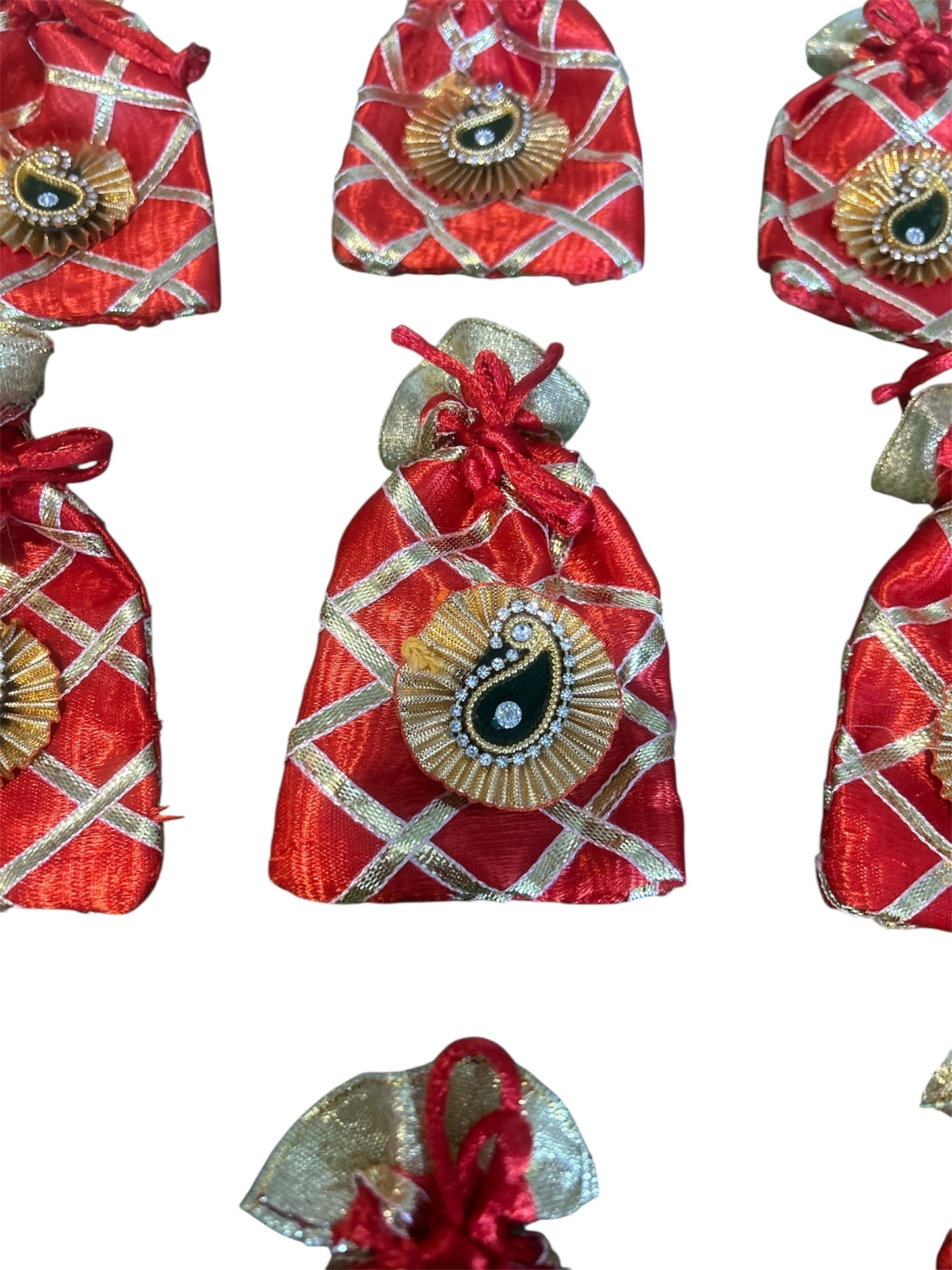 Small Full Cross Potli with Gota Booti – Batwa Bags for Dry Fruits, Coins, Jewellery (3x4 Inches) | Return Favours by Wrap Shap