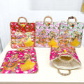 Radha Krishna with lotus print gifting bag in assorted colours with zipper and handle – Wrap Shap return gift bag for weddings and pooja functions