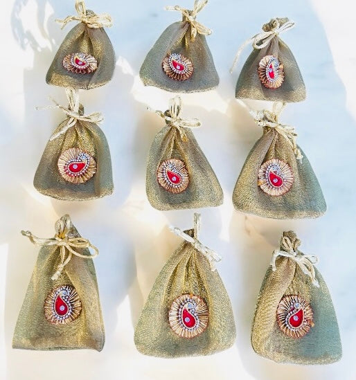 Small Potli Batwa Bags for Gifting Dry Fruits, Coins, Jewellery – 3x4 Inches | Festive & Wedding Return Favours by Wrap Shap