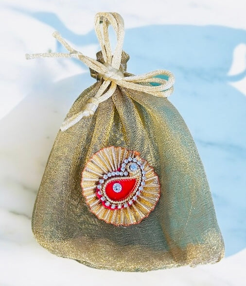 Small Potli Batwa Bags for Gifting Dry Fruits, Coins, Jewellery – 3x4 Inches | Festive & Wedding Return Favours by Wrap Shap