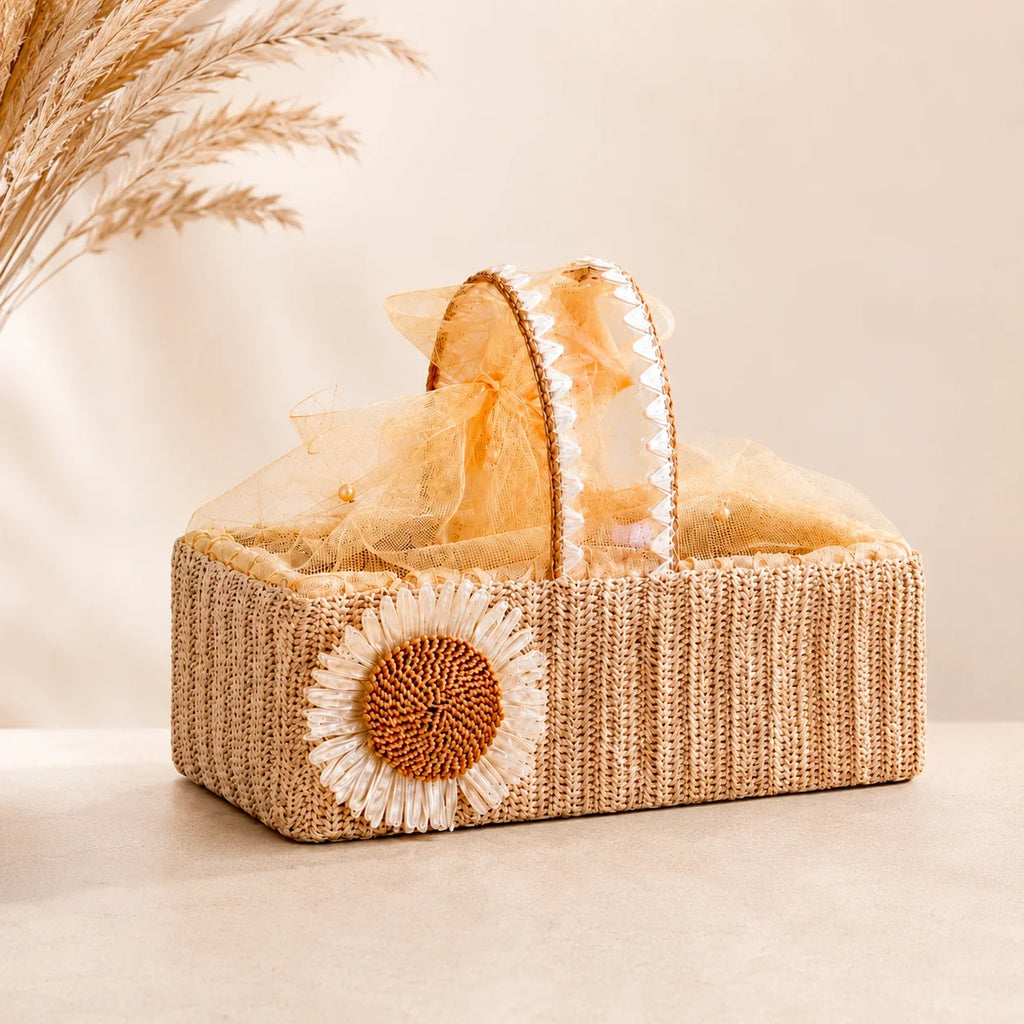 Premium Zippo Gold PVC Handle basket made from MDF for festive gifting, wedding hampers, and corporate gift packaging. Elegant gold hamper basket with PVC handle available in 2 Jar and 4 Jar sizes for dry fruits, chocolates, sweets, gourmet treats, and luxury gift presentations. 