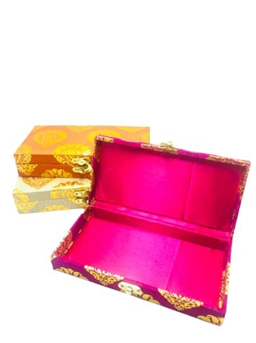 Vibrant Paan Print Cloth Cash & Gaddi Gift Box - Mixed Colors, 8"x4"x2"