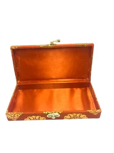 Vibrant Paan Print Cloth Cash & Gaddi Gift Box - Mixed Colors, 8"x4"x2"